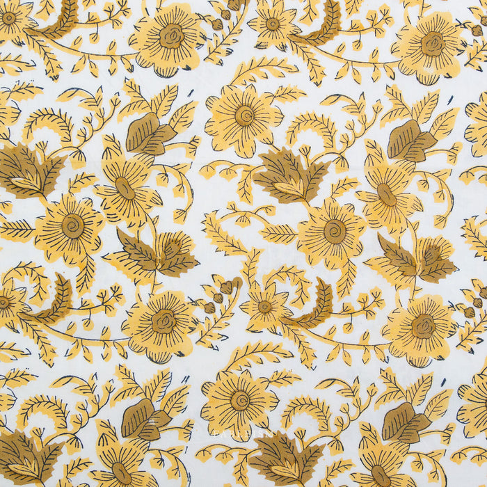 Fableism - Indian Block Prints: Cottage - Country Floral in Yellow