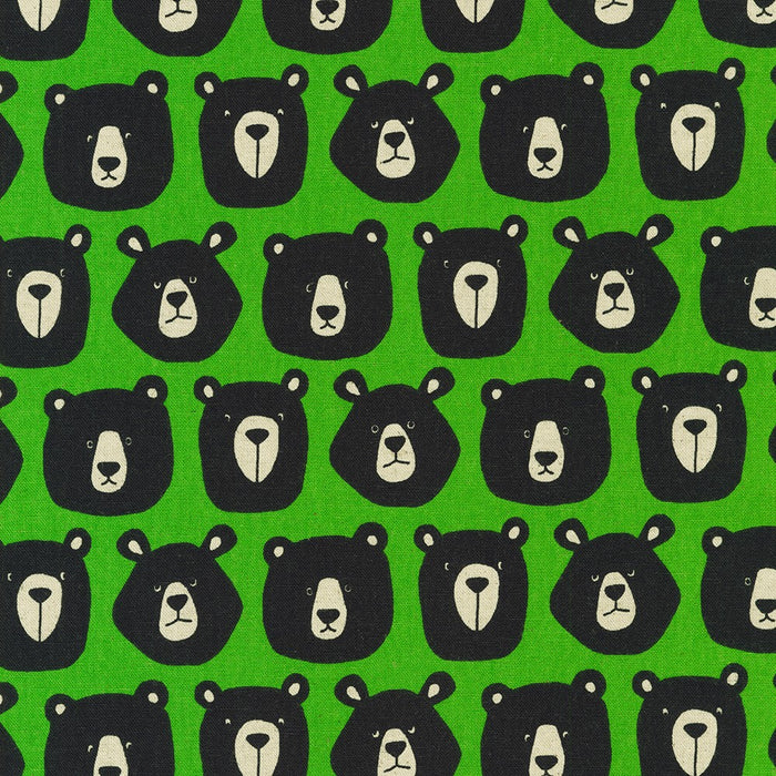 Robert Kaufman Cotton/Flax Prints -  Bears on Green