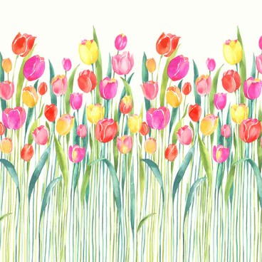 Kokka Le Bouquet Cotton Sheeting - Floral border print