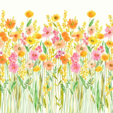 Kokka Le Bouquet Cotton Sheeting - Floral border print