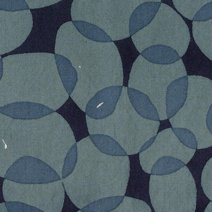Gather by Bookhou, Cotton/Linen Lightweight Canvas - Circles in Blue