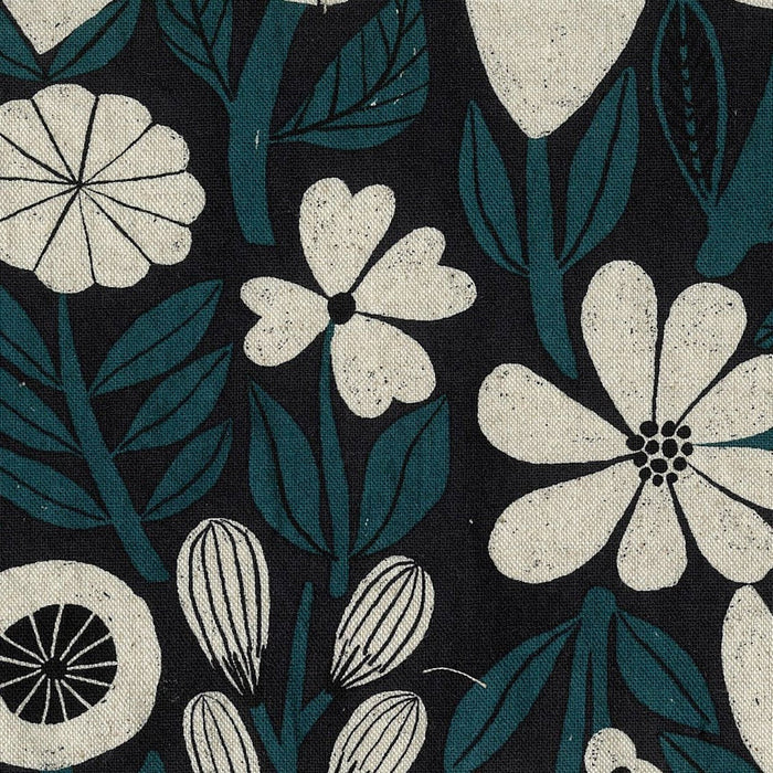 Gather by Bookhou, Cotton/Linen Lightweight Canvas - Flowers in Blue