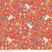 Floral pattern fabric with a red background