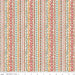 Floral stripe pattern fabric with a ruler for scale