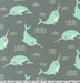 Robert Kaufman Cozy Cotton Narwhal in Grey