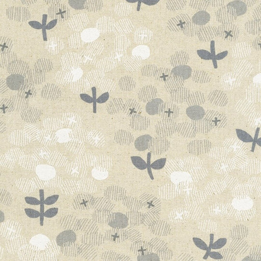 Robert Kaufman Cotton/Flax Prints - Posies in Grey and White