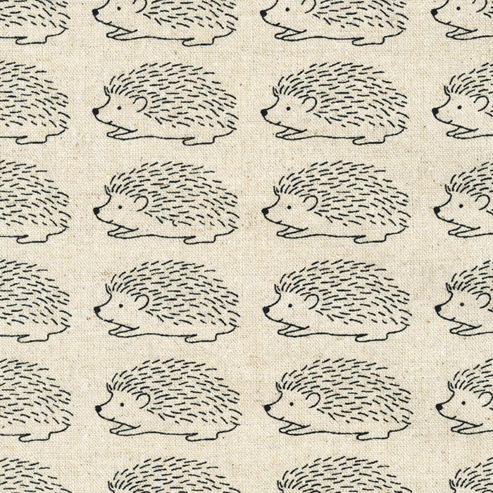 Robert Kaufman Cotton/Flax Prints - Hedgehogs in Natural