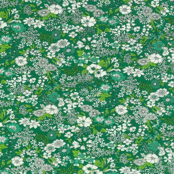 Kokka Flownny Lawn Poppy Mix in Vert