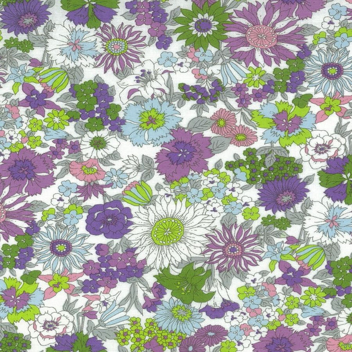 Kokka Flownny Lawn Cosmo Mix Mauve