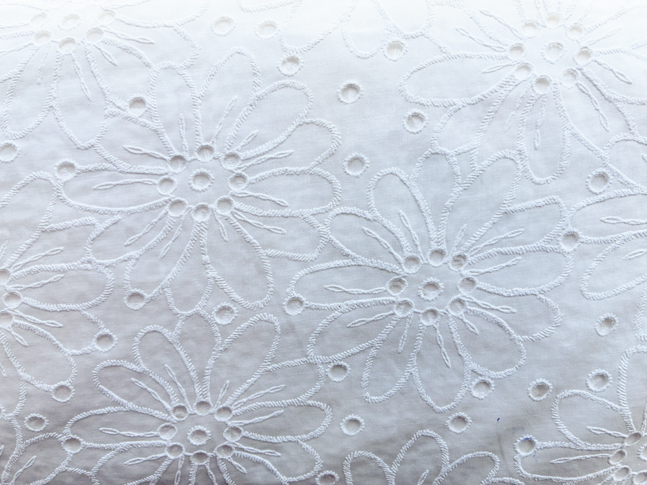 Printed Floral Embroidery with Laser Cut Eyelet