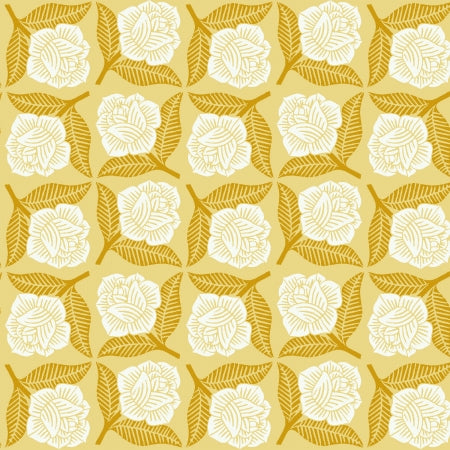 Loes van Oosten for Cotton + Steel - Sweet Floral Scent CANVAS - Sweet Rose in Yellow