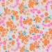 Floral pattern with orange and pink flowers on a light gray background