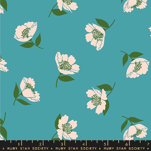 ruby star society juicy by melody miller fluttering in turquoise quilting cotton fabric