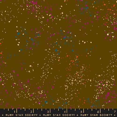 ruby star society rashida coleman-hale speckled in cocoa metallic quilting cotton fabric