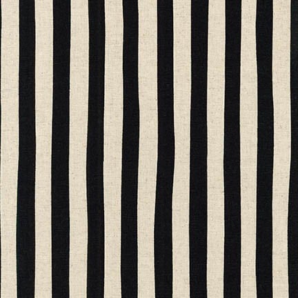 Sevenberry Canvas - Cotton Flax Canvas - Black and Cream Stripe