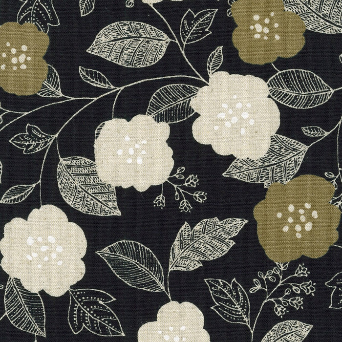 Robert Kaufman Cotton/Flax Prints - Vines in Black