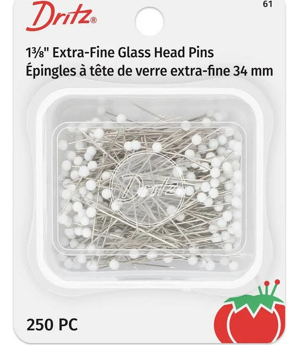 Dritz Extra Fine Glass-headed Pins - 34mm x 0.5mm