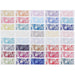 Swatches of Emily Belle fabric in 40 different colours. 