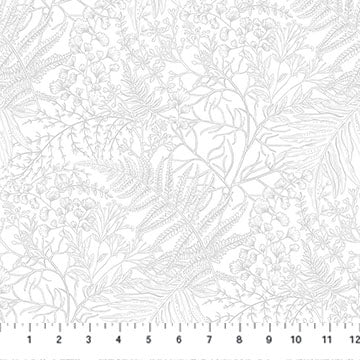 Nature's Sketchbook - Ferns in White Pigment on White