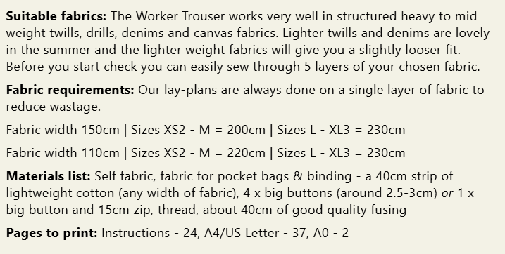 Modern Sewing Co - Worker Trousers (Mens) [Digital Download]