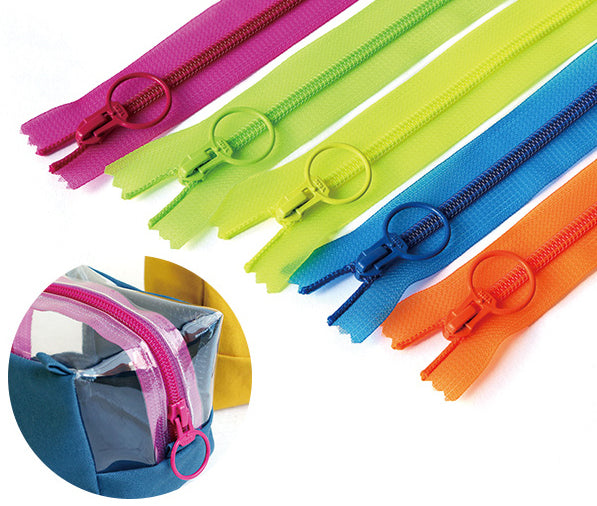 Neon Transparent Zippers - 30cm Lengths