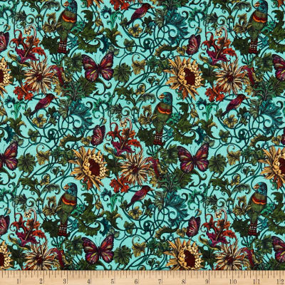 Exotico by Stof - Parrots in Turquoise
