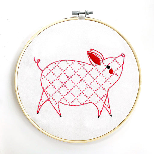 Farm Charm Embroidery Sampler - Little Piggy by Gingiber for Moda