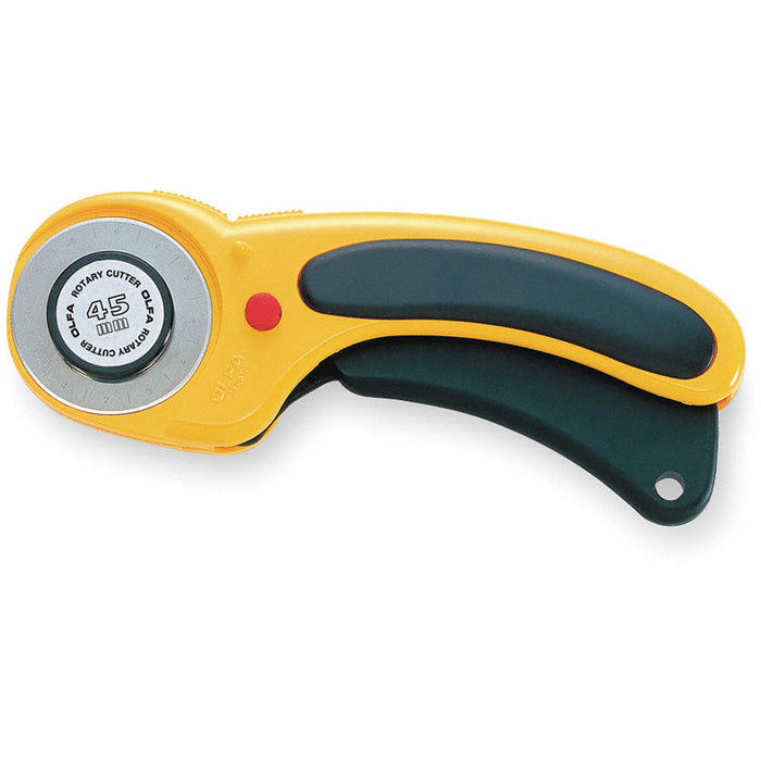 Olfa 45mm ergonomic rotary cutter in Yellow