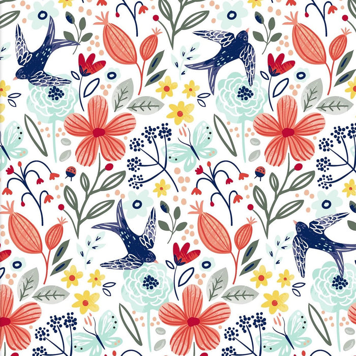 Three Wishes Madison - Meadow florals on white