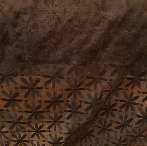 Embroidered Cotton  - Daisies in Black