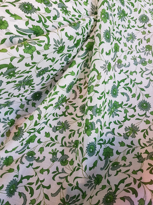 Block Printed Cotton  - Green Beauty with Border