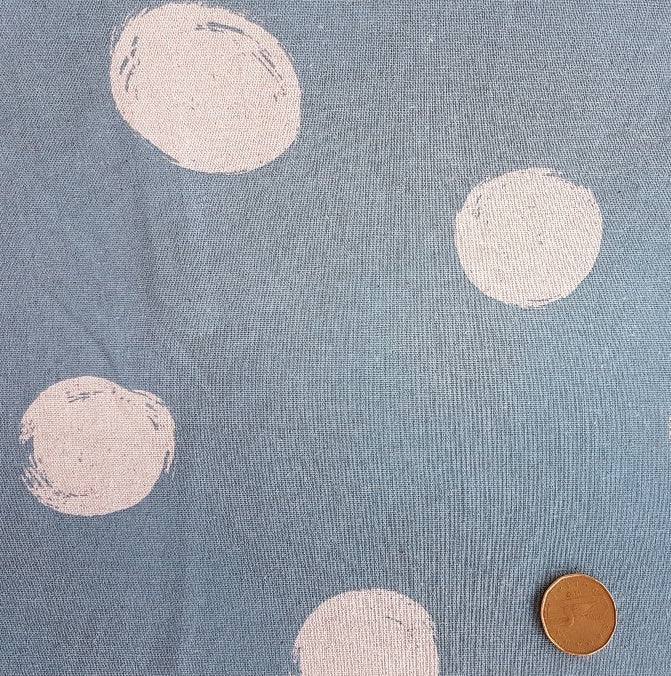 Yuwa Linen Blend - Hand Made Dots on Blue