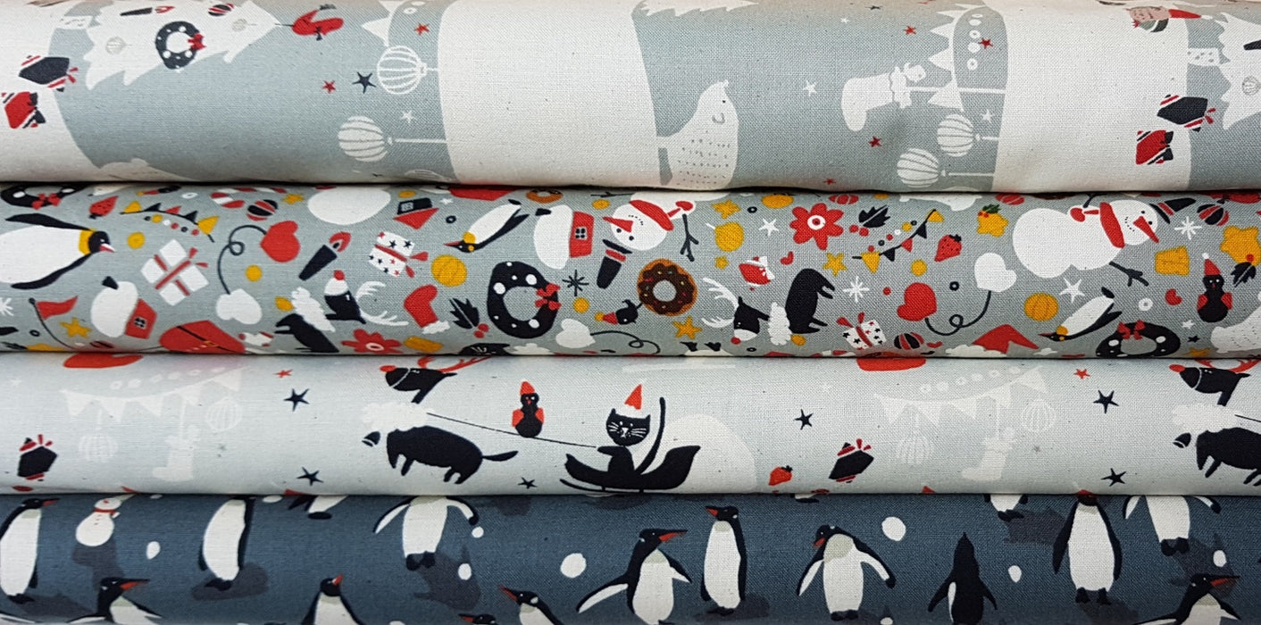 Naoco Miyagawa for Cotton + Steel - Waku Waku Christmas Mr. Polar Bear in Grey