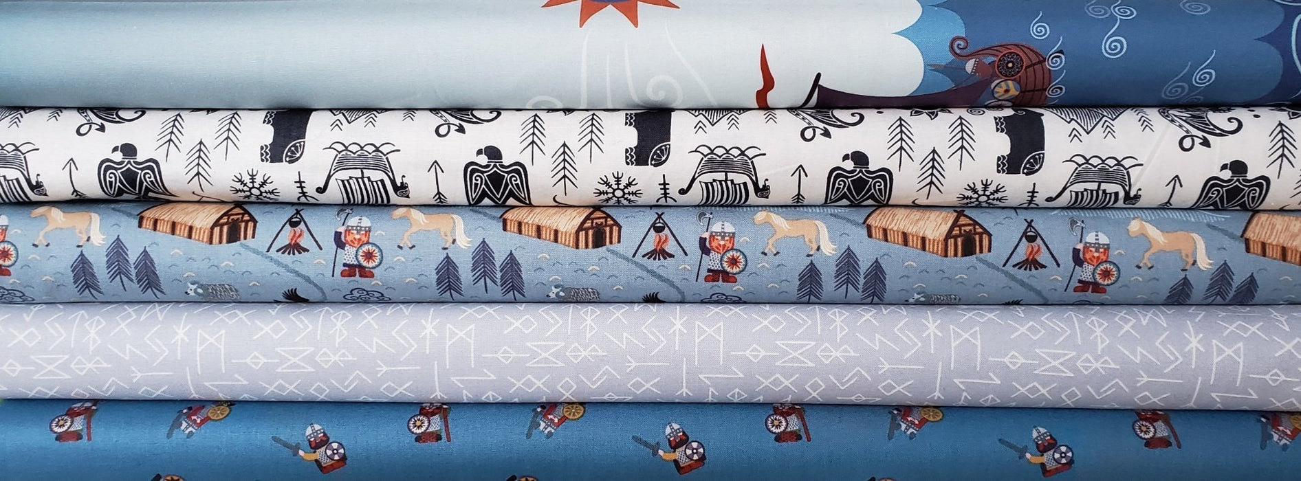 Lewis & Irene Viking Adventure - Runes in Grey — Fabric Spark