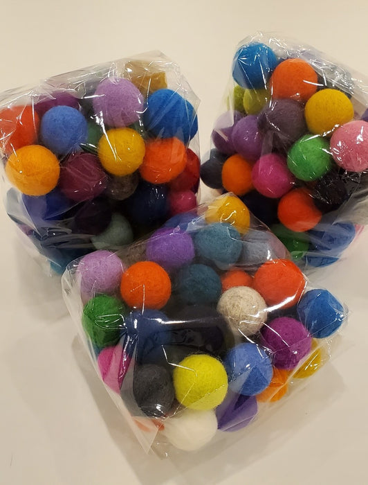 Felt Balls - Bag of 50 assorted colours - 2 cm