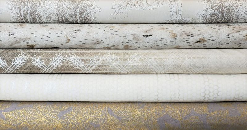 Winter Shimmer / Wildwood Grace - Leaves in Taupe Metallic