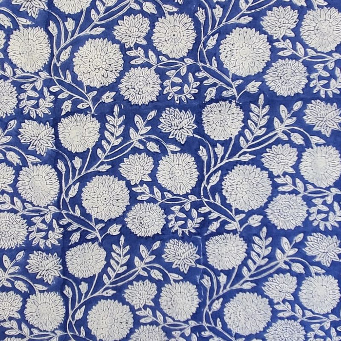Block Printed Indian Cotton  - Floral in Cobalt