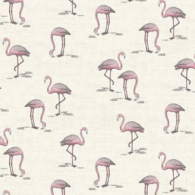 Fern Garden by Makower - Flamingo in Grey