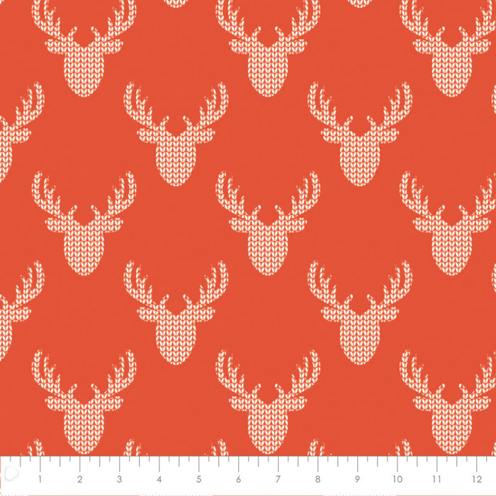 Camelot Fabrics - Reindeer Lodge - Knit Look Deer in Red