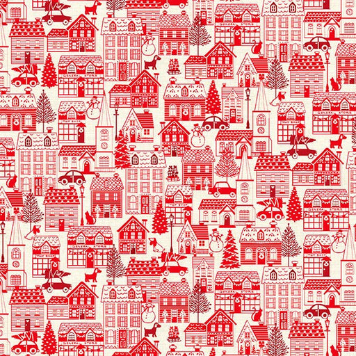 Makower Scandi 2019 Houses in Red