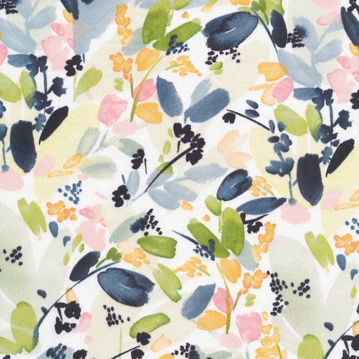 Field and Sky Organic Cotton Sateen by Yao Cheng - Floral in Indigo