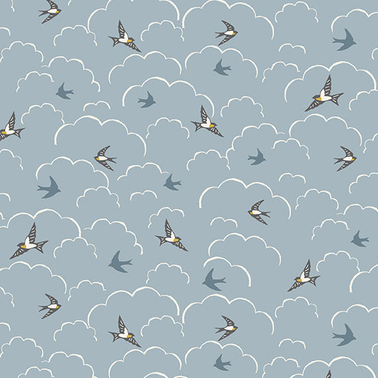 Makower - Heather and Sage - Swallows in Blue