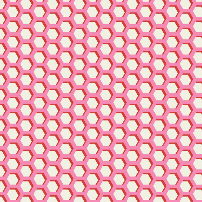 Camelot Fabrics - Illusion - Hexes in Pink