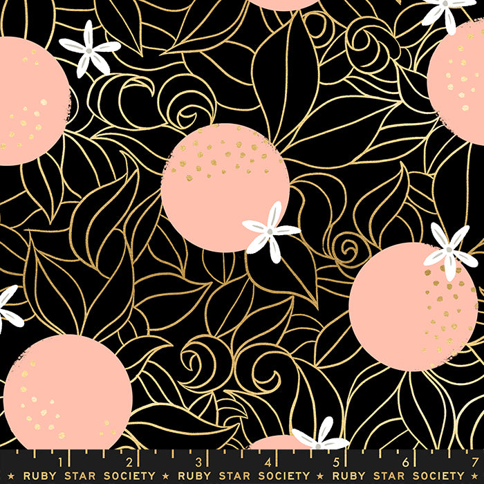 Florida by Sarah Watts - Orange Blossoms in Black - Metallic