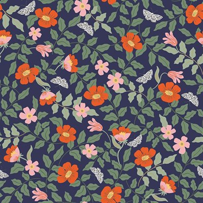 Rifle Paper Company Strawberry Fields - Primrose in Navy