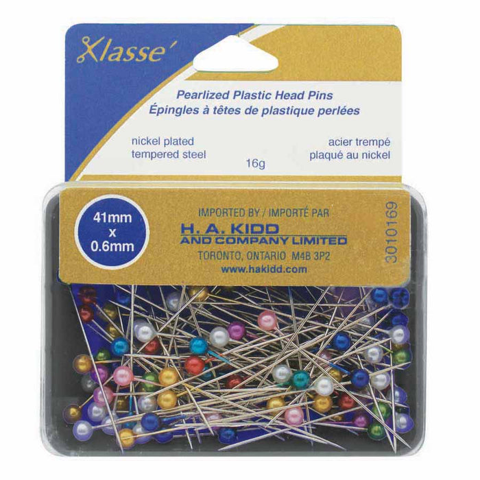 Klasse Pearlized Plastic Head Pins - 41mm x 0.6mm