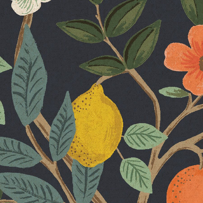 Bramble CANVAS by Rifle Paper Company - Citrus Grove in unbleached Nav ...