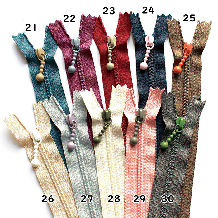 Colourful zippers 20cm - 30 colours to choose from