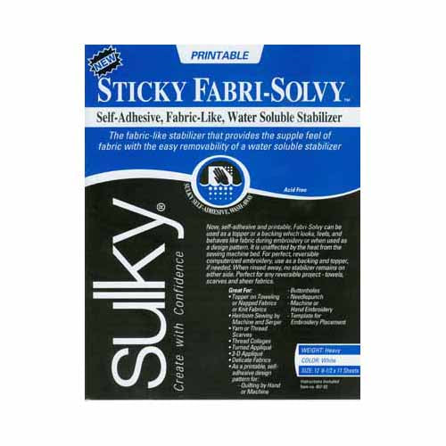 Sulky Sticky Fabri-Solvy Sheets - 8 12" x 11" 12-pack