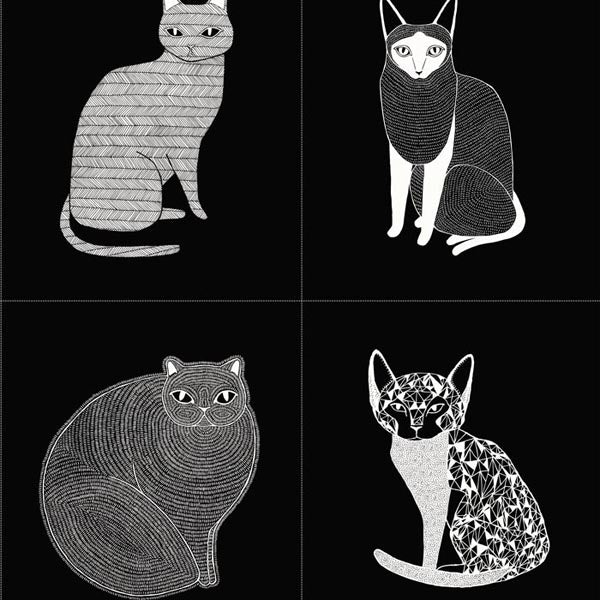 Catnip by Gingiber Cat Panel in Black